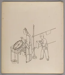 Album med separata blad: Silk Cultivation and Production (bläck på papper) (se även 499288-303)